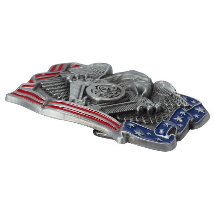 Men's DIY Eagle Patriotic Multi Color Buckle Leather Belt