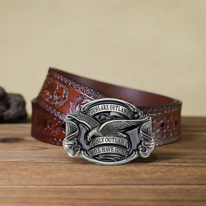 Men's DIY Soaring Eagle Statement Buckle Leather Belt