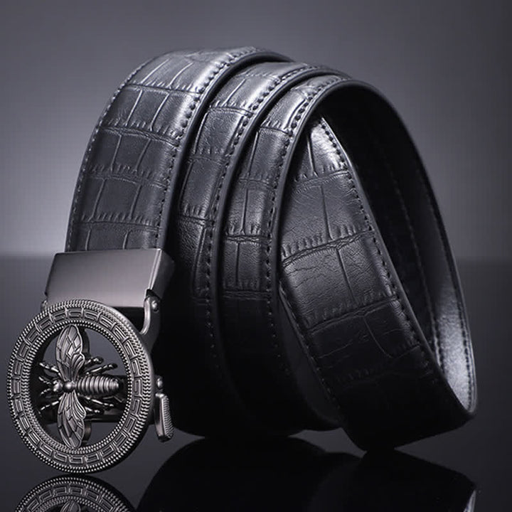 Men's Bee Round Automatic Buckle Business Leather Belt