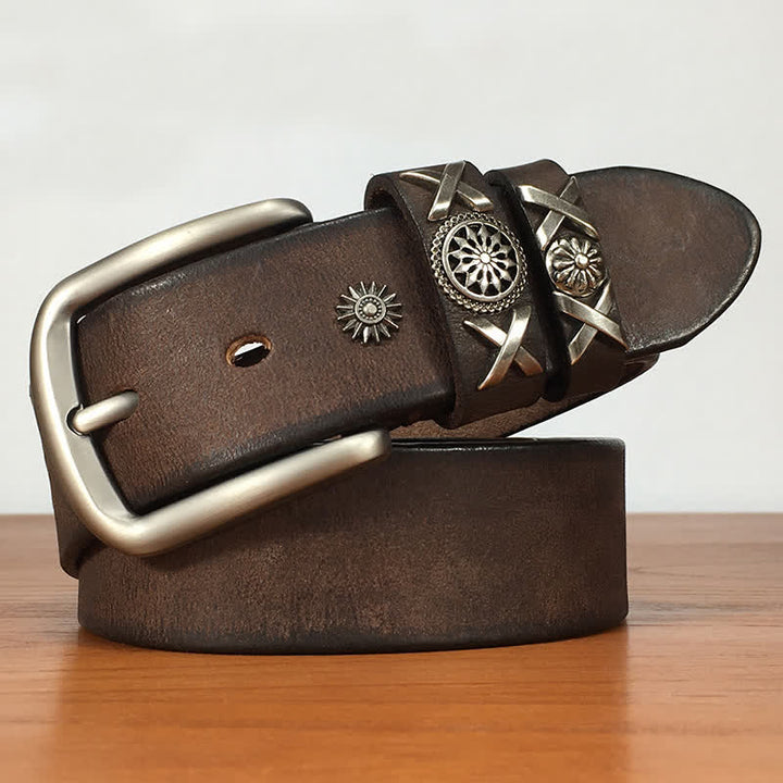 Men's Unique Rivet Studded Handmade Leather Belt