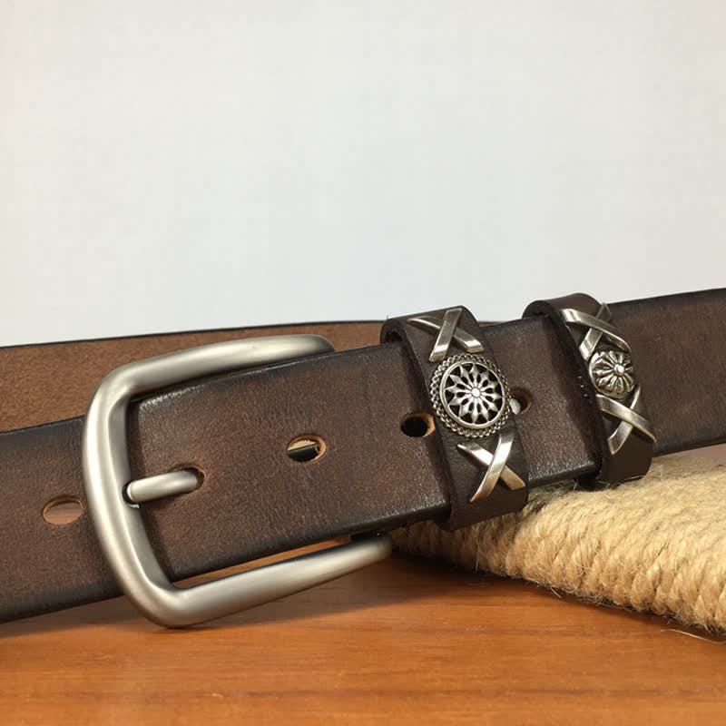 Men's Unique Rivet Studded Handmade Leather Belt