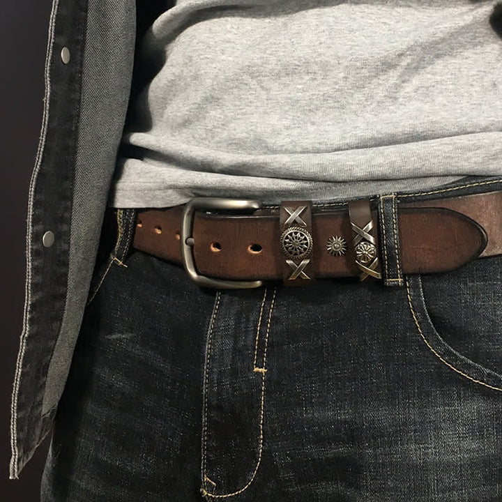 Men's Unique Rivet Studded Handmade Leather Belt