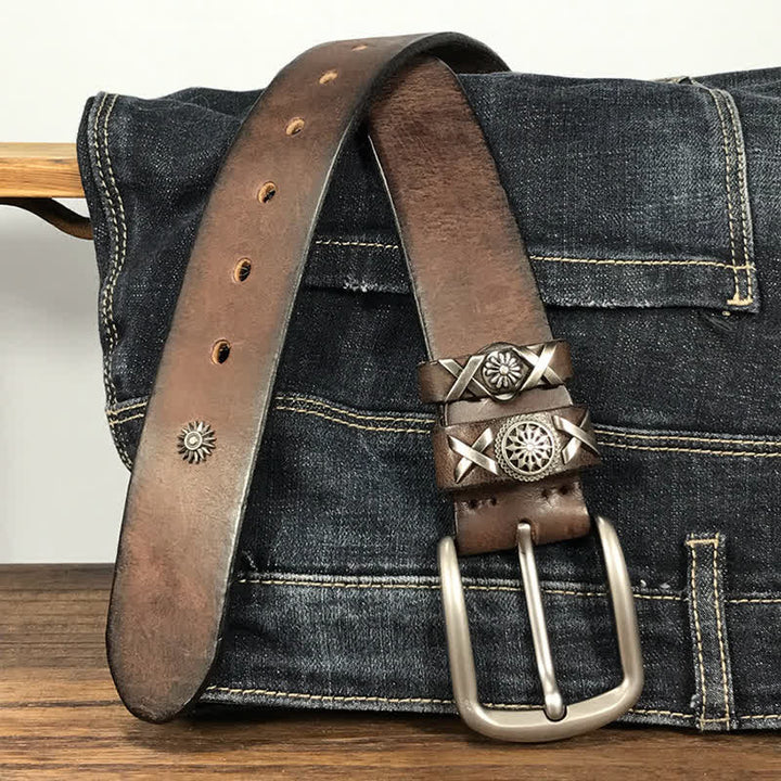 Men's Unique Rivet Studded Handmade Leather Belt