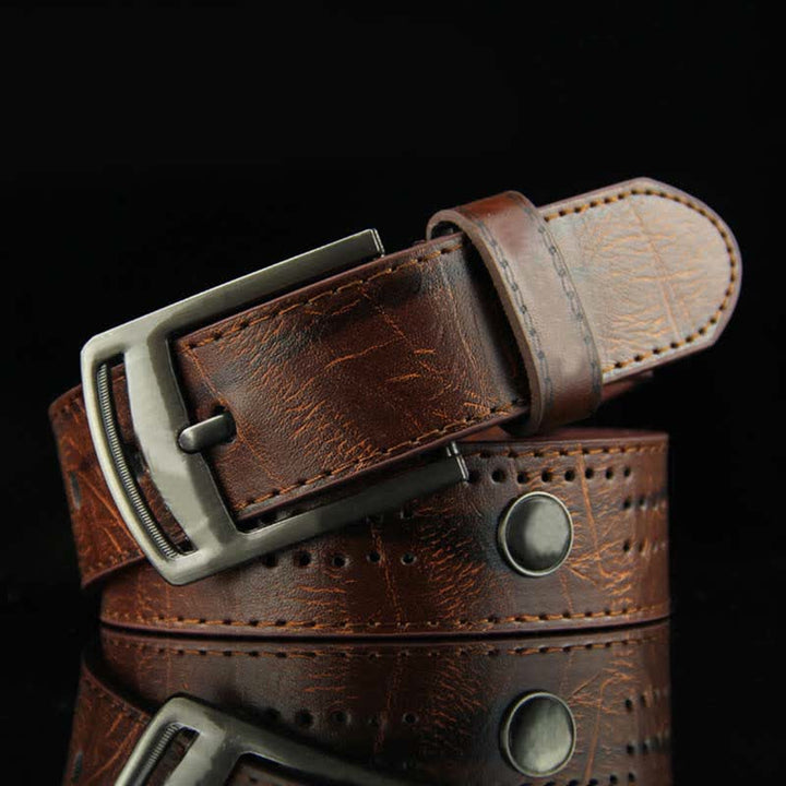 Men's Casual Punk Rivet Antique Hollow Leather Belt