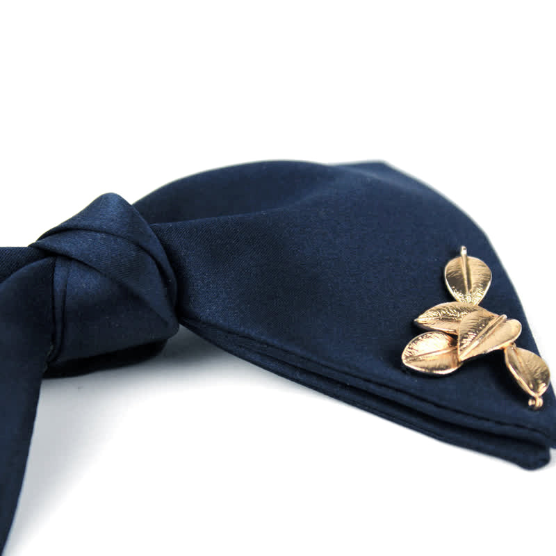 Men's Serenity Blue Golden Leaf Bow Tie