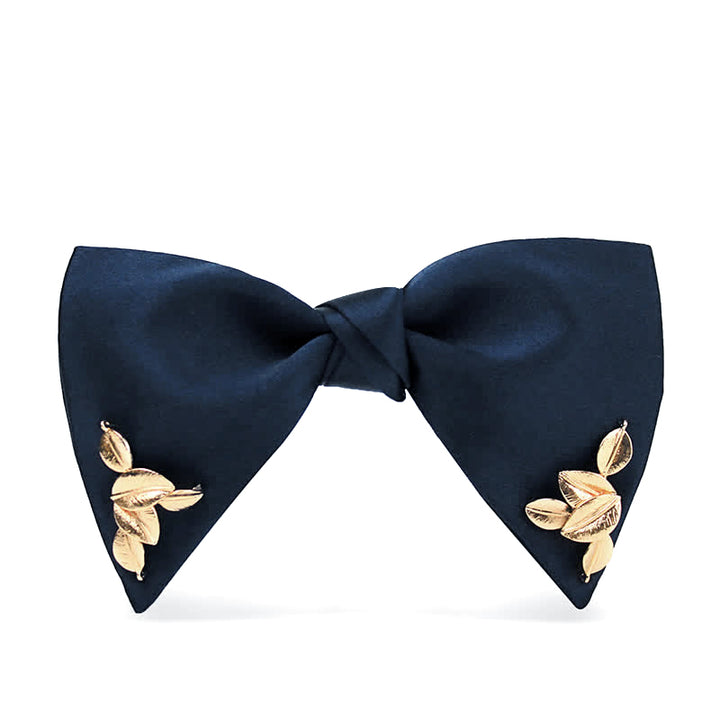 Men's Serenity Blue Golden Leaf Bow Tie