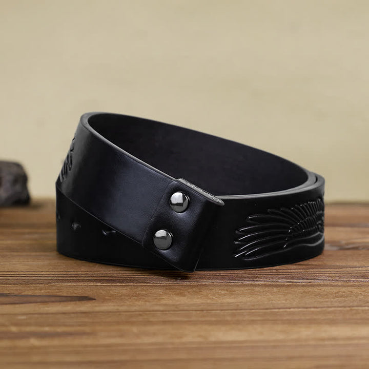 Men's DIY Crystal Rhinestone Cross Buckle Leather Belt