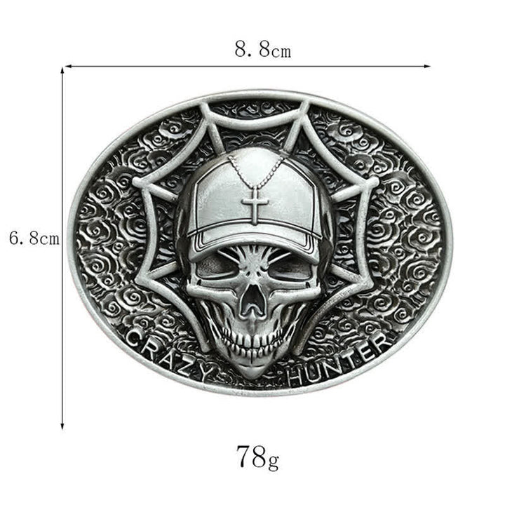 Men's DIY Crazy Hunter Skull Buckle Leather Belt