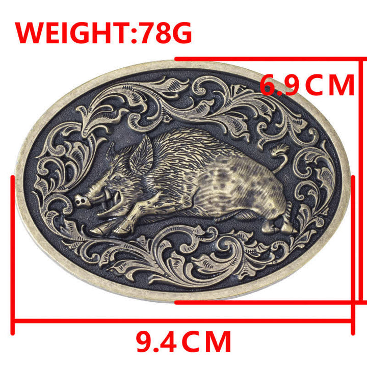 Men's DIY Novelty Wild Boar Buckle Leather Belt