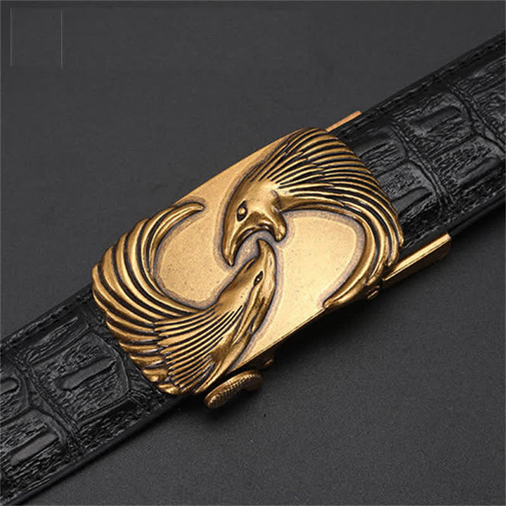 Men's DIY Double Eagles Automatic Buckle Leather Belt