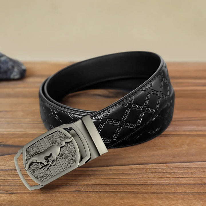 Men's DIY Running Horse Automatic Buckle Leather Belt