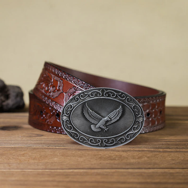 Men's DIY Antique Free Eagle Buckle Leather Belt