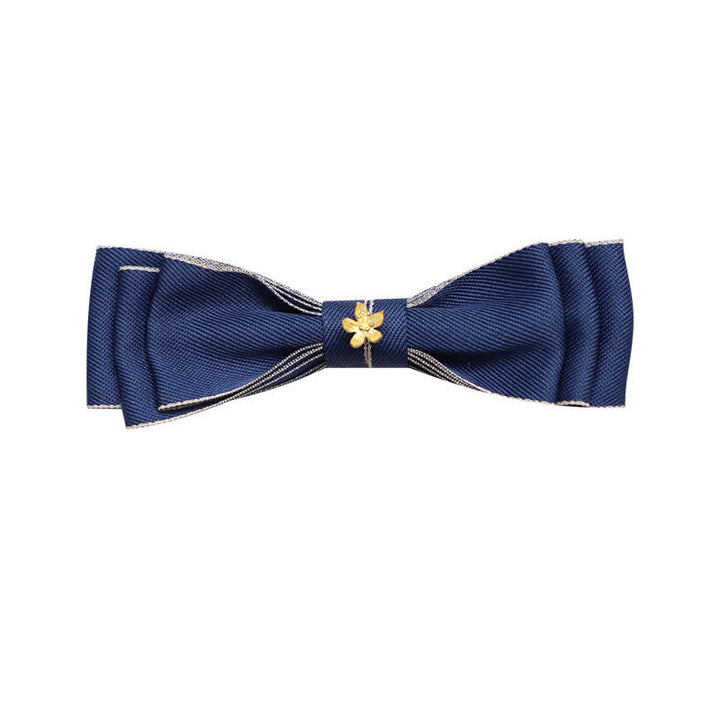 Men's Golden Flower Narrow Triple Layered Bow Tie