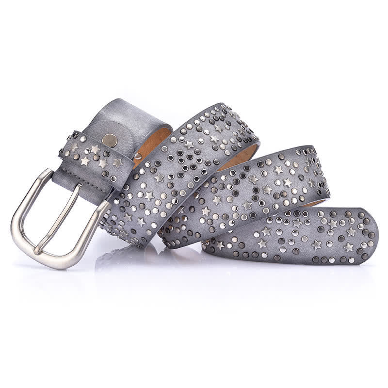 Women's Starry Night Rivet Studded Leather Belt