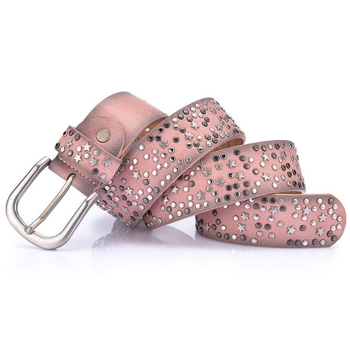 Women's Starry Night Rivet Studded Leather Belt