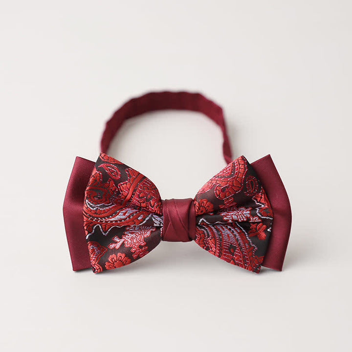 Men's Personality Paisley Double Layered Bow Tie