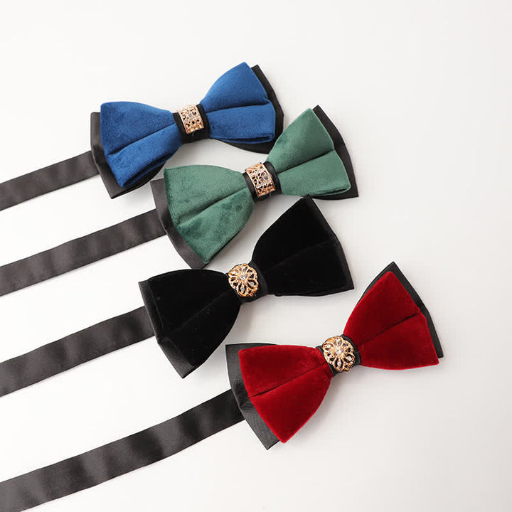 Men's Luxury Velvet Rhinestone Inlaid Wedding Bow Tie