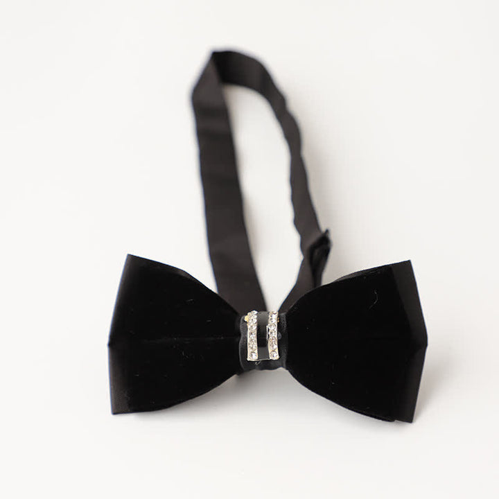 Men's Luxury Velvet Rhinestone Inlaid Wedding Bow Tie