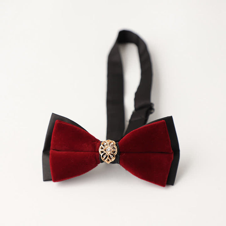 Men's Luxury Velvet Rhinestone Inlaid Wedding Bow Tie