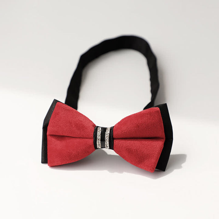 Men's Luxury Velvet Rhinestone Inlaid Wedding Bow Tie