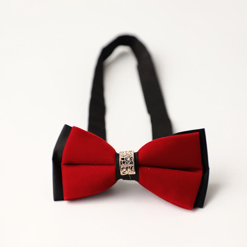 Men's Luxury Velvet Rhinestone Inlaid Wedding Bow Tie