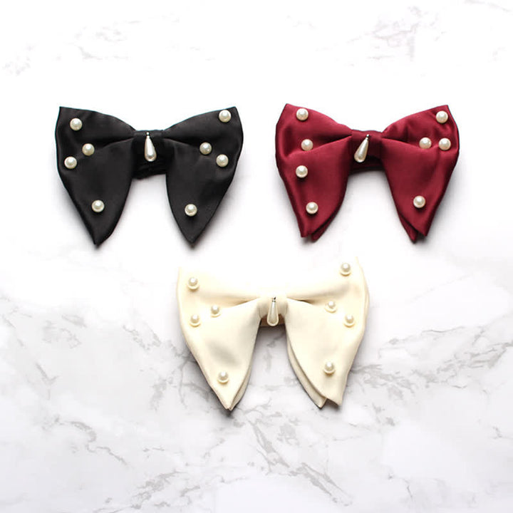 Men's Stylish Pearl Oversized Pointed Bow Tie