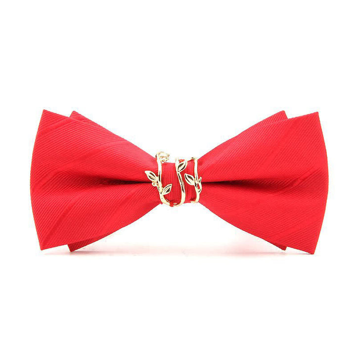 Men's Luxury Golden Vine Leaf Twill Bow Tie