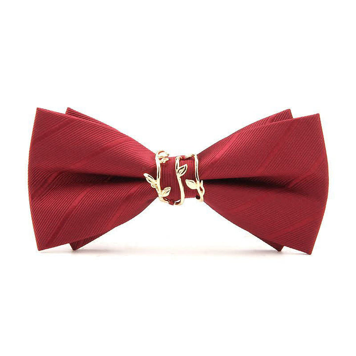 Men's Luxury Golden Vine Leaf Twill Bow Tie