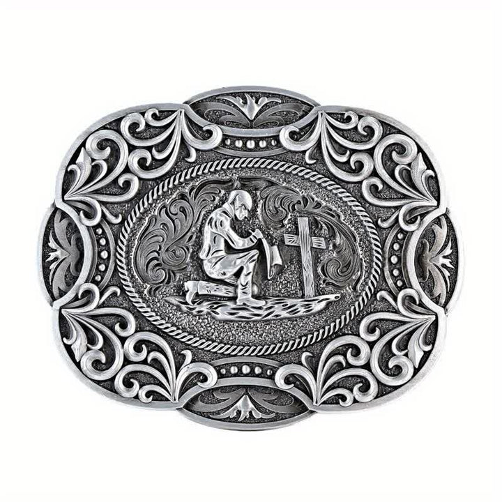 Men's DIY Kneeling Prayer Western Buckle Leather Belt