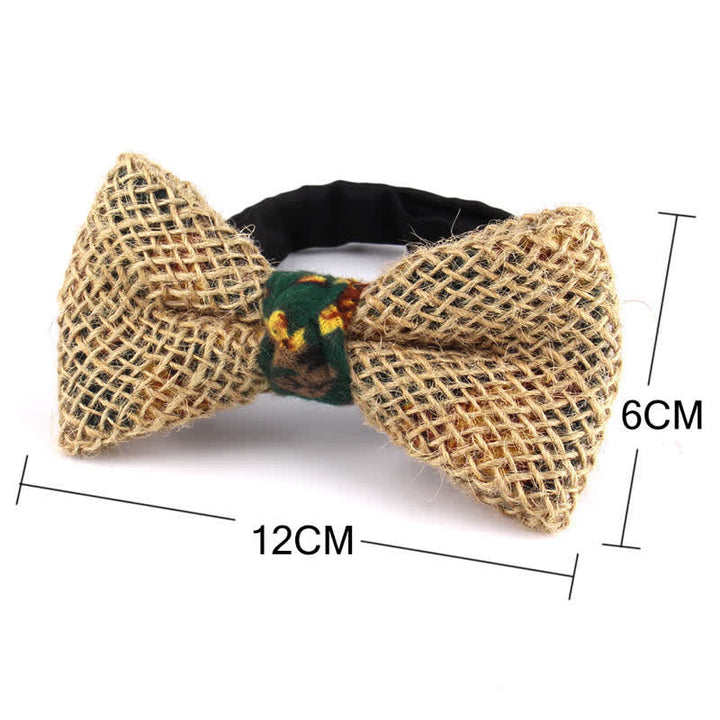 Men's Rustic Cotton Linen Patchwork Bow Tie