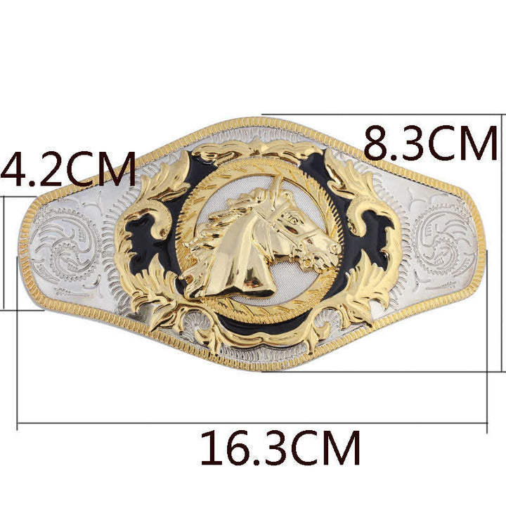 Men's DIY Western Golden Animal Buckle Leather Belt