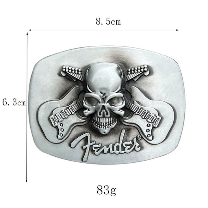 Men's DIY Musical Guitar Skull Buckle Leather Belt