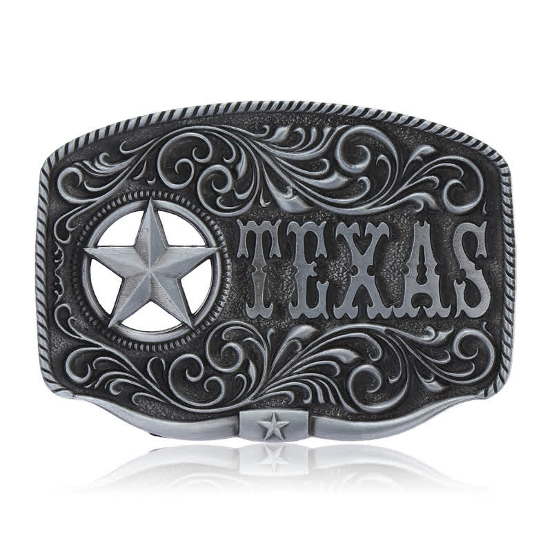 Men's DIY Texas Hollow Pentagrame Buckle Leather Belt