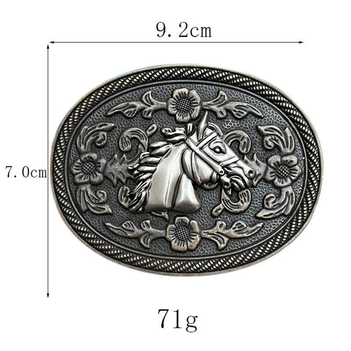 Men's DIY Western Horse Floral Buckle Leather Belt