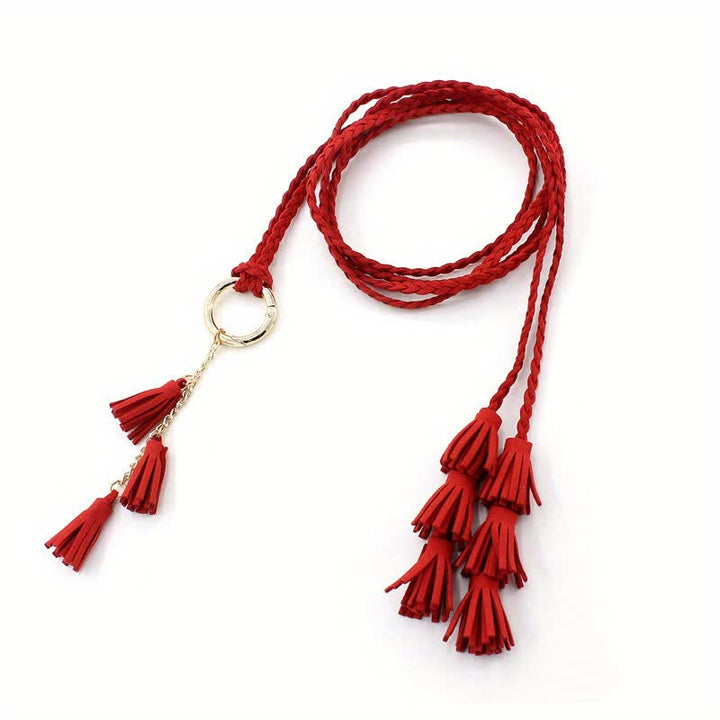 Women's Bohemian Tassels Braided Waist Rope Belt