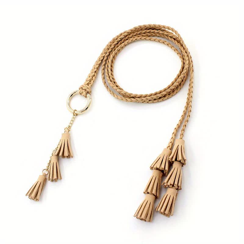 Women's Bohemian Tassels Braided Waist Rope Belt