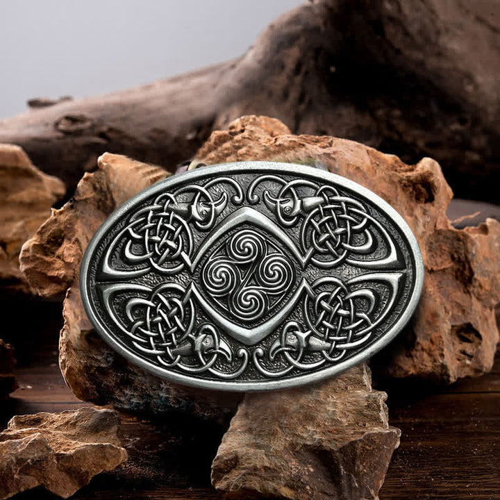 Men's DIY Viking Celtic Knot Buckle Leather Belt