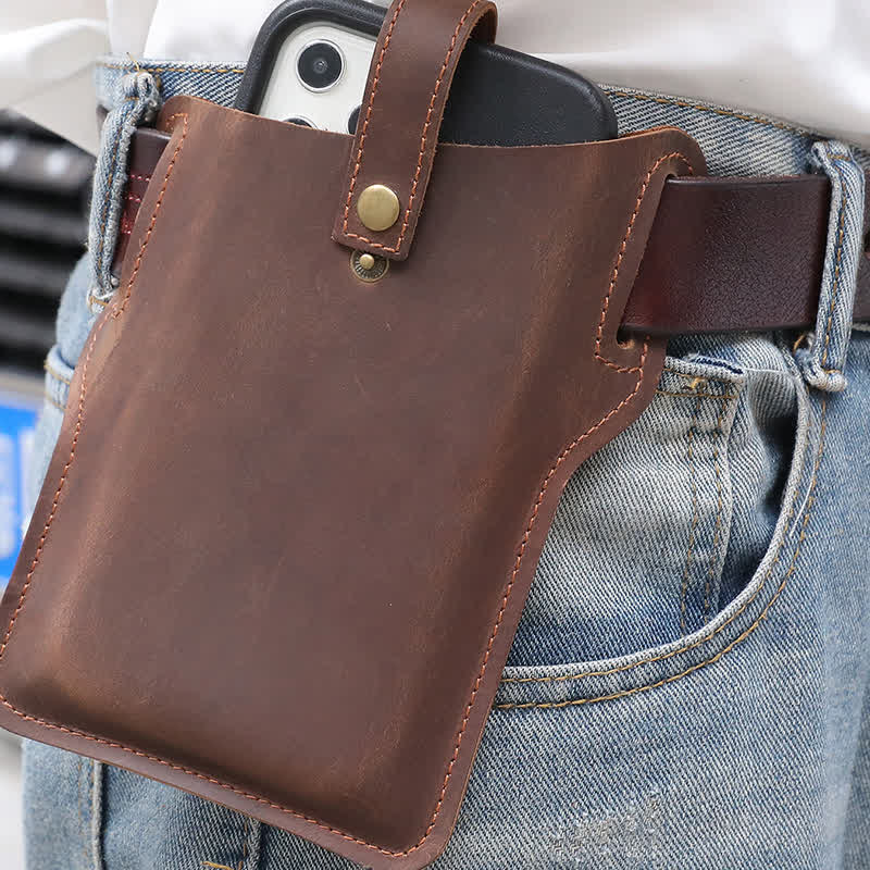 Retro Cell Phone Convenient Carry Leather Belt Bag