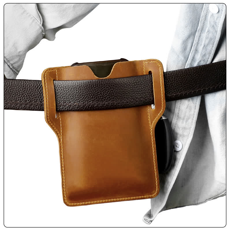 Outdoor Mobile Phone Holster Keychains Leather Belt Bag