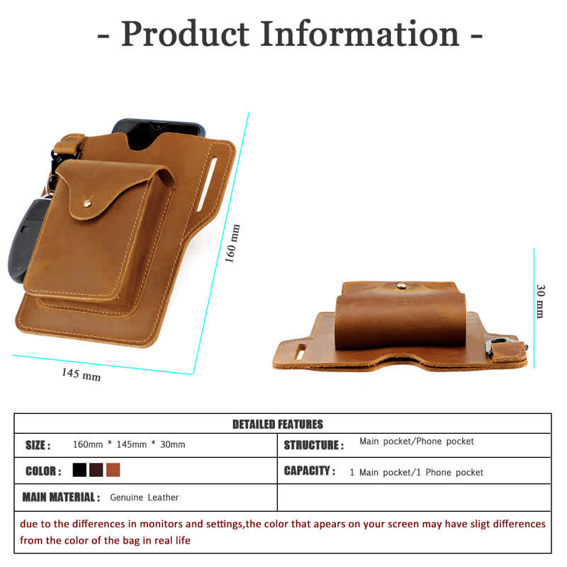 Outdoor Mobile Phone Holster Keychains Leather Belt Bag