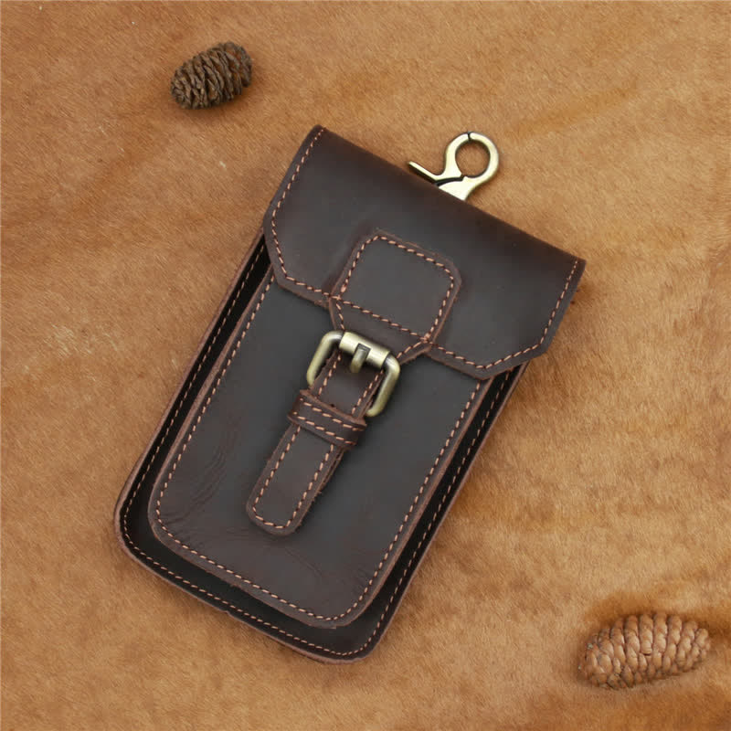 Travel Waist Hanging Pack Hook Leather Belt Bag