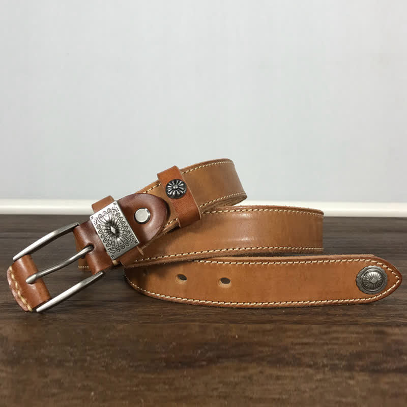 Decorative Square Buckle Rivet Jeans Leather Belt