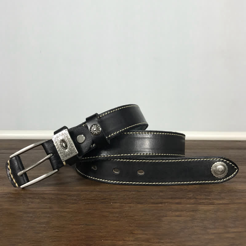 Decorative Square Buckle Rivet Jeans Leather Belt