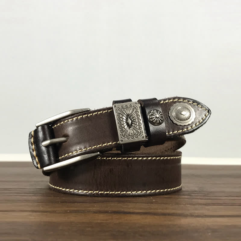 Decorative Square Buckle Rivet Jeans Leather Belt