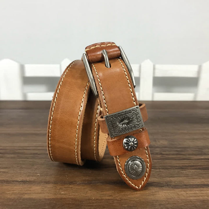 Decorative Square Buckle Rivet Jeans Leather Belt