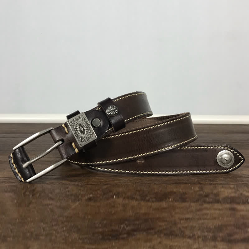 Decorative Square Buckle Rivet Jeans Leather Belt