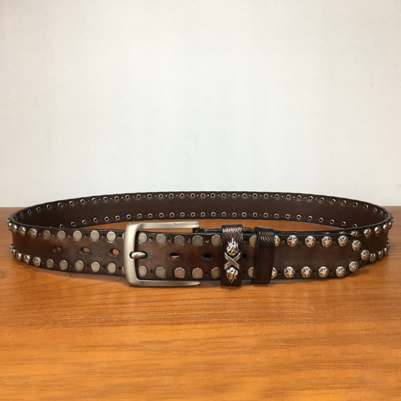 Punk Biker Rivet Studded Handmade Leather Belt