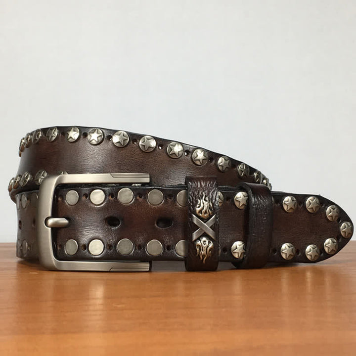 Punk Biker Rivet Studded Handmade Leather Belt