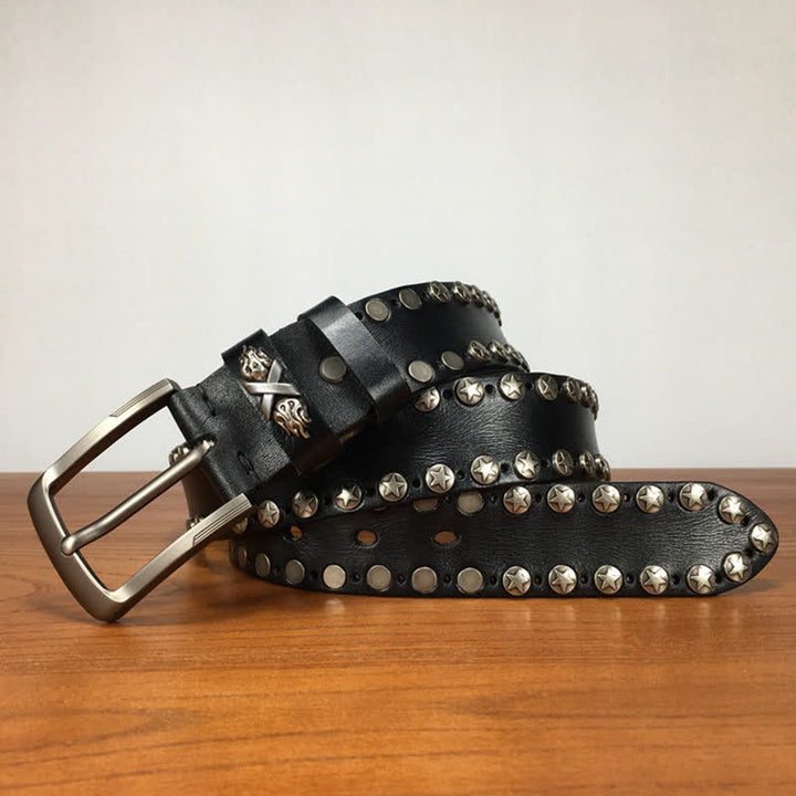 Punk Biker Rivet Studded Handmade Leather Belt