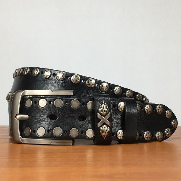 Punk Biker Rivet Studded Handmade Leather Belt